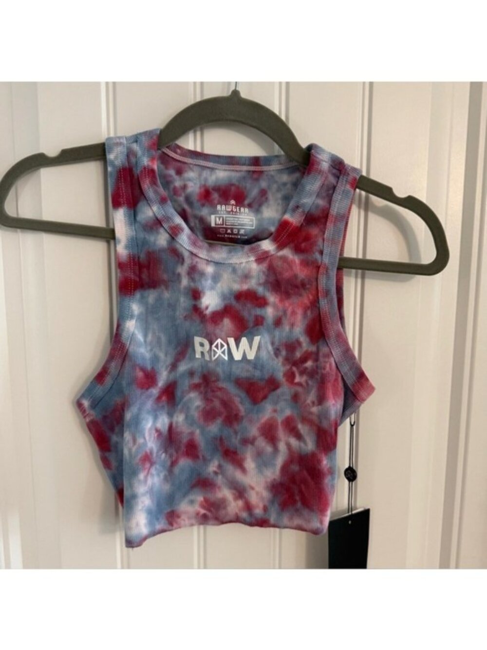 RAWGEAR Tie Dye Crop Tank Top Womens Medium Ribbed Stretch NWT Athletic
